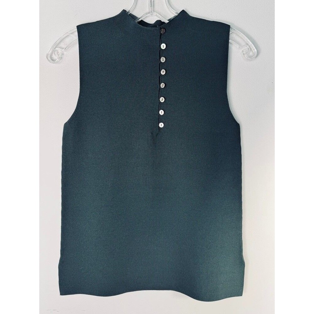 NWT MM.Lafleur Blue Sleeveless Malki Knit Mock Neck Top M Capsule Quiet Luxury